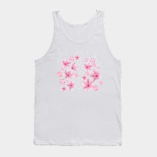 Cherry Blossoms In Snow_Blue Background Tank Top